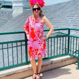 Beautiful lavender and orange one shoulder dress